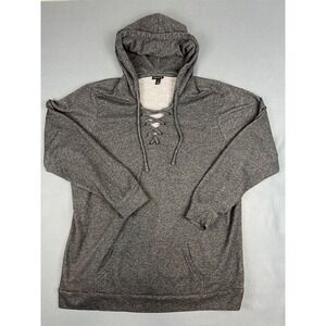 Edgy Torrid Lace Up Grommet Hoodie Size 2 Charcoal Grey Pullover Sweatshirt